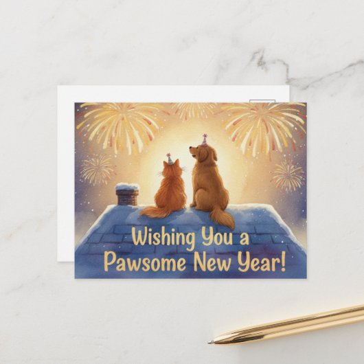 HAPPY NEW YEAR 2026  POSTKARTE (Vorderseite/Rückseite Beispiel)