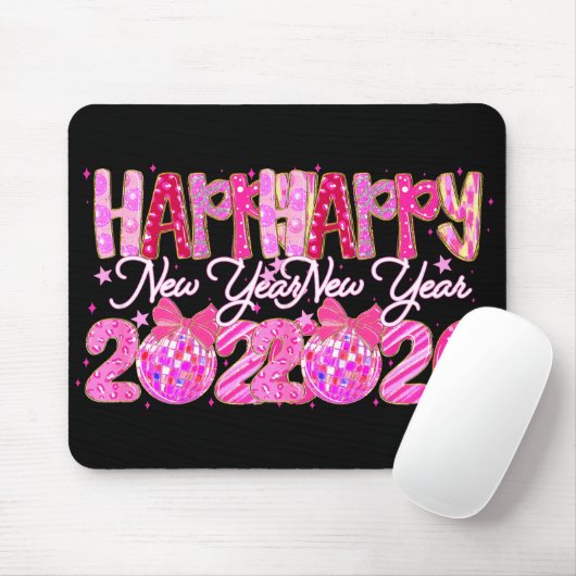 Happy New Year 2026 Preppy New Years Nk Coquette B Mousepad (Mit Mouse)
