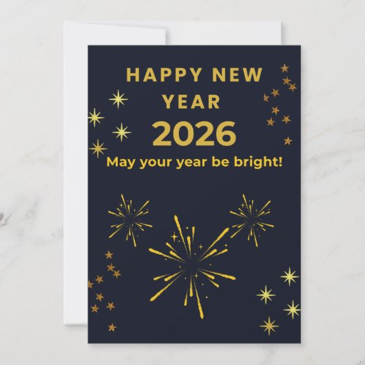 Happy New Year 2026 Printable Greeting Card | Mini Dankeskarte (Vorderseite)
