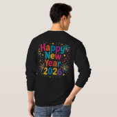 Happy New Year 2026 — Rainbow Confetti Celebration T-Shirt (Schwarz voll)