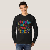 Happy New Year 2026 — Rainbow Confetti Celebration T-Shirt (Vorne ganz)