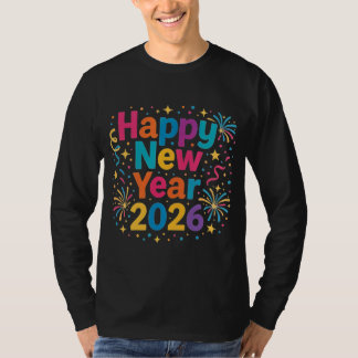 Happy New Year 2026 — Rainbow Confetti Celebration T-Shirt