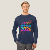 Happy New Year 2026 — Rainbow Neon Fireworks Tri-Blend Shirt (Volle Vorderseite)