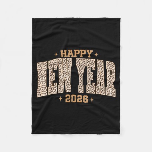 Happy New Year 2026 Retro Leopard New Years Eve Pa Fleecedecke (Vorderseite)