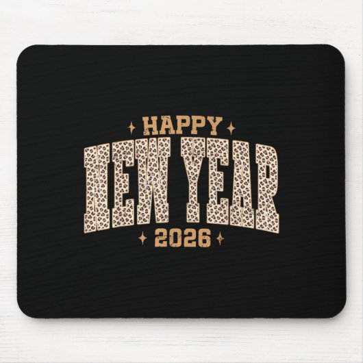 Happy New Year 2026 Retro Leopard New Years Eve Pa Mousepad (Vorne)