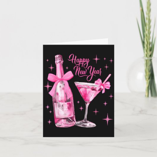 Happy New Year 2026 Retro Nk Bow Whisky New Year's Karte (Vorderseite)