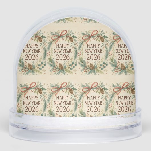 happy new year 2026 rustic snow globe schneekugeln (Vorderseite)