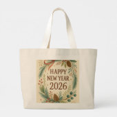 happy new year 2026 rustic tote bag jumbo stoffbeutel (Rückseite)