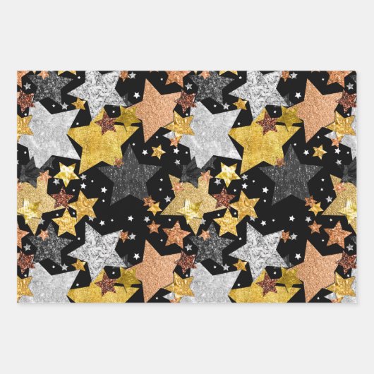 Happy New Year 2026 Schwarz-weiß Gold Confetti Geschenkpapier Set (Vorderseite 3)