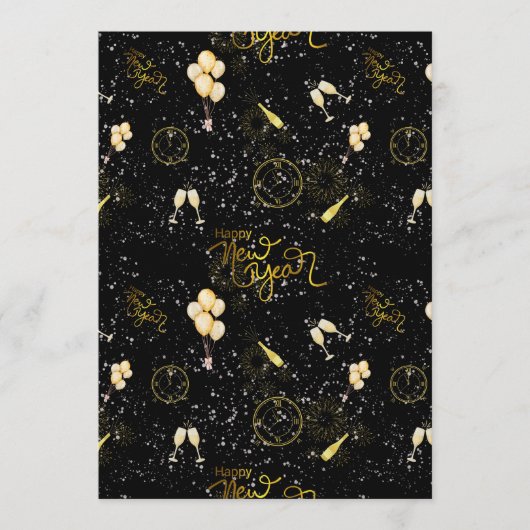 Happy New Year 2026 Seamless Pattern Einladung (Vorderseite)