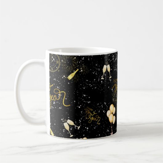 Happy New Year 2026 Seamless Pattern Kaffeetasse (Links)