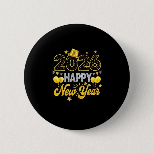 Happy New Year 2026 Silvester Party Button (Vorderseite)