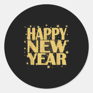Happy New Year 2026 Silvester Party Countdown Runder Aufkleber