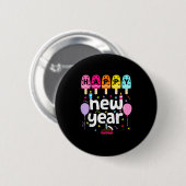Happy New Year 2026 Silvester Party Kinder Mädchen Button (Vorne & Hinten)