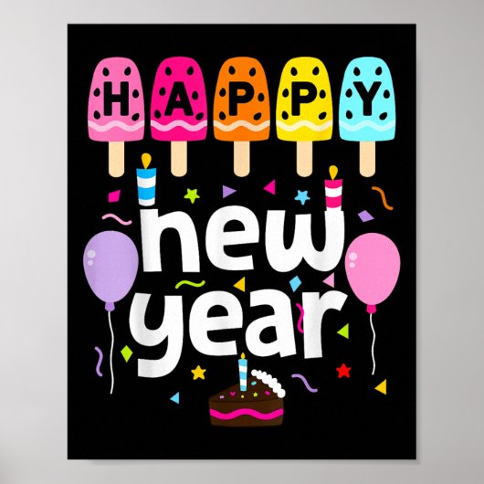 Happy New Year 2026 Silvester Party Kinder Mädchen Poster (Vorne)