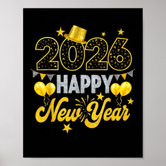 Happy New Year 2026 Silvester Party Poster (Vorne)