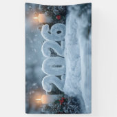 happy new year 2026 snowy candle banner (Vertikal)