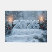 happy new year 2026 snowy candle fußmatte (Vorderseite)