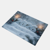 happy new year 2026 snowy candle  fußmatte (Schrägansicht)