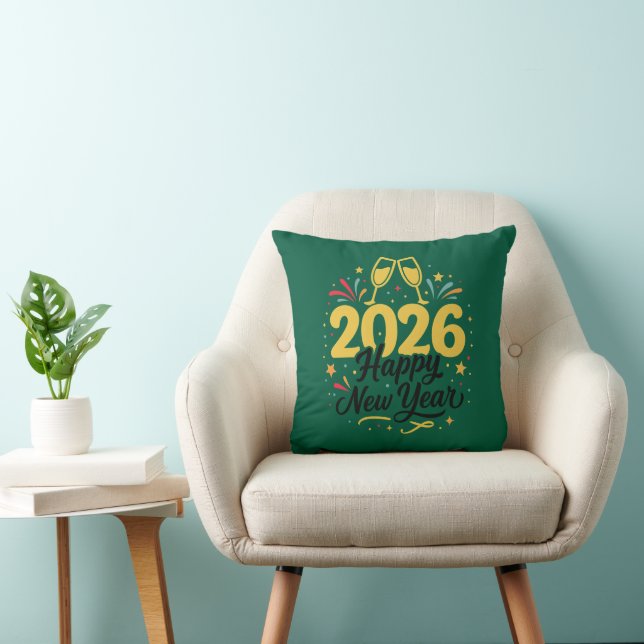 Happy New Year 2026 Throw Pillow | Festive  Kissen (Stuhl )
