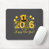 Happy New Year 2026 Top Hat Balloons Party New Yea Mousepad (Mit Mouse)