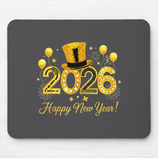 Happy New Year 2026 Top Hat Balloons Party New Yea Mousepad (Vorne)