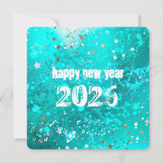 Happy new year 2026 turquoise holiday card feiertagskarte