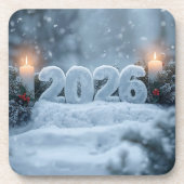 happy new year 2026 winter pine coasters getränkeuntersetzer (Vorderseite)