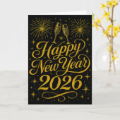 Happy New Year 2026 Womens New Years Eve Party Karte (Gelbe Blume)