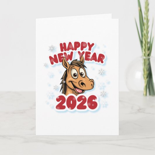 Happy New Year 2026: Year of the Horse Mascot Karte (Vorderseite)