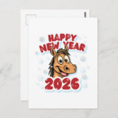 Happy New Year 2026: Year of the Horse Mascot Postkarte (Vorne/Hinten)