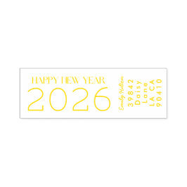 Happy New Year 2026 YELLOW-Adresse Permastempel