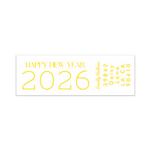 Happy New Year 2026 YELLOW-Adresse Permastempel