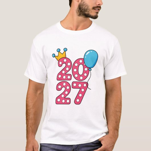 Happy New Year 2027 T-Shirt | Pink Polka Dot Numbe (Vorderseite)