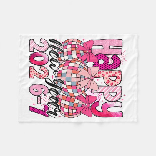 Happy New Year 202-67 Meme Cute Coquette Nk Bow Di Fleecedecke (Vorderseite (Horizontal))