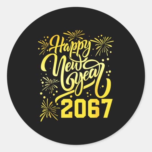 Happy New Year 2067 Funny 67 Six Seven Meme New Ye Runder Aufkleber (Vorderseite)
