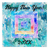 Happy New Year 20XX Abstrakt Marble Glossy Poster (Vorderseite)