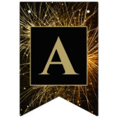 Happy New Year 20XX Gold & Black Fireworks Wimpelkette (Zweite Fahne)