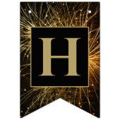 Happy New Year 20XX Gold & Black Fireworks Wimpelkette (Erste Fahne)