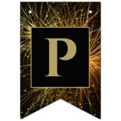 Happy New Year 20XX Gold & Black Fireworks Wimpelkette (Dritte Fahne)