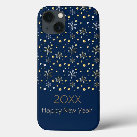 Happy New Year 20XX & Gold Weihnachtsschneeflocken Case-Mate iPhone Hülle (Rückseite)