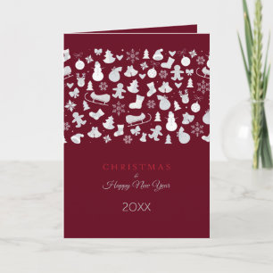 Happy New Year 20XX & Silver Christmas Charaktere Feiertagskarte