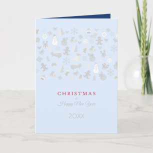 Happy New Year 20XX & Silver Christmas Charaktere Feiertagskarte