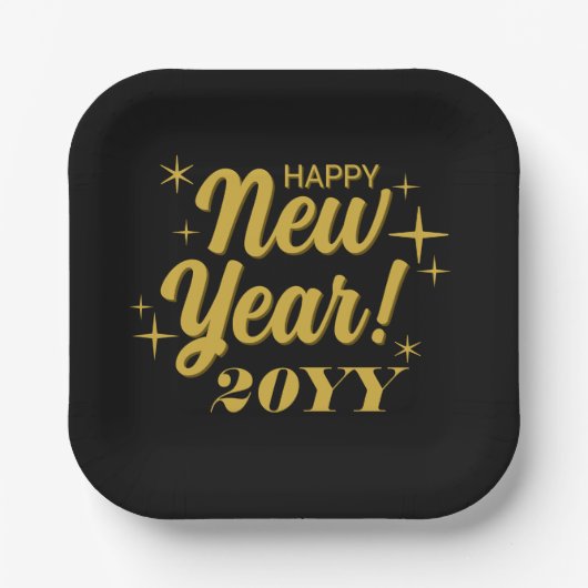 Happy New Year 20YY Custom Square Pappteller (Vorderseite)