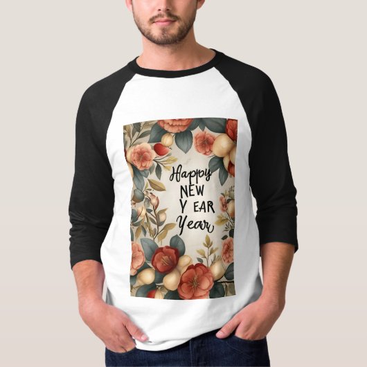 Happy New Year 3/4 Sleeve Raglan T - Shirt (Vorderseite)