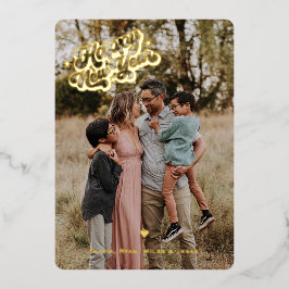 Happy New Year 4 Foto Vertikal Gold Metallic Folien Feiertagskarte