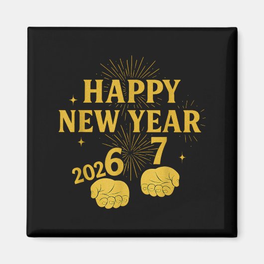 Happy New Year 67 Meme – Funny 2026 Celebration Pa Magnet (Vorne)
