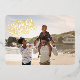 Happy New Year 7 Foto Horizontal Gold Metallic Folien Feiertagskarte