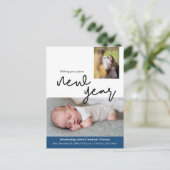 Happy New Year Ankündigung zur Geburt Postkarte (Stehend Vorderseite)