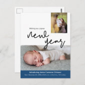 Happy New Year Ankündigung zur Geburt Postkarte (Vorne/Hinten)